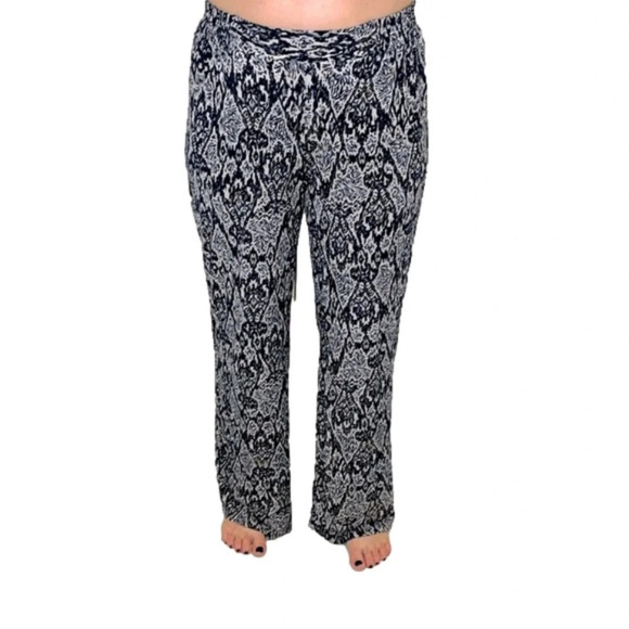 Iman M/L patterned pants stretchy waist comfy lightweight business casual pants - Picture 10 of 10